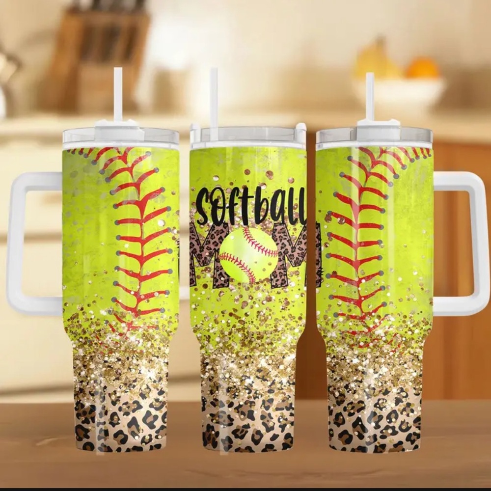 Softball Mom Glitter Tumbler